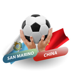 Soccer football competition match, national teams san marino vs china