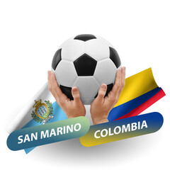 Soccer football competition match, national teams san marino vs colombia