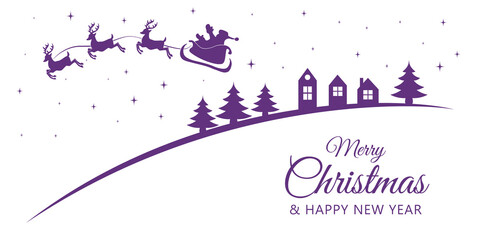 Merry Christmas with Santa Claus sleigh