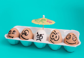 Creative eggs in a box.