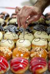 Donuts for sale in Israel during the Jewish holiday of Hanukkah. 