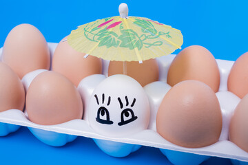 Creative eggs in a box.