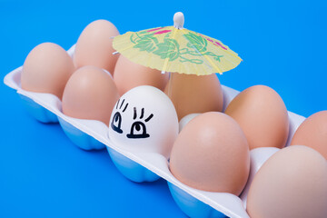 Creative eggs in a box.