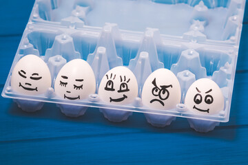 Creative eggs in a box.