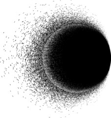 Sprayed black line in circle form .Graffiti art design . Noise dispersion logo . Spray effect .Grunge texture . Distressed element .vector 