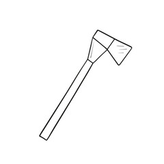 vector icon of a tourist axe, doodle linear drawing