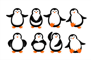 Naklejka premium Penguin icons set, cartoon style. Penguin vector