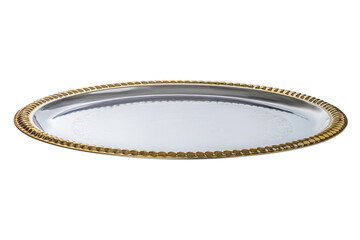 Round metal tray silver gold