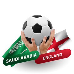 Soccer football competition match, national teams saudi arabia vs england
