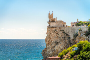 Fototapeta na wymiar Castle Swallow's Nest in Crimea, Famous landmark, postcard view.