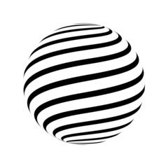 Black and white vector sphere of lines for design of logo
