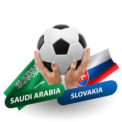 Soccer football competition match, national teams saudi arabia vs slovakia