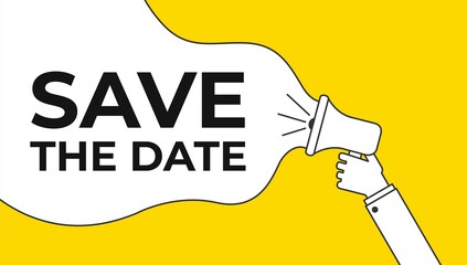 Save the Date message quote megaphone. Stock