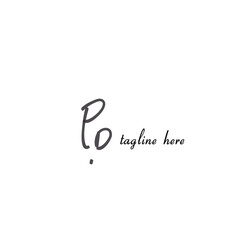 Simple Initial PO handwriting logo vector