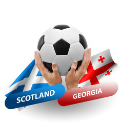 Soccer football competition match, national teams scotland vs georgia