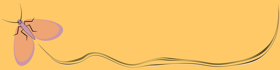 Illustration - Frame on a sheet of 4x1 format - stylized butterflies - graphics. Banner, space for text