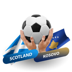 Soccer football competition match, national teams scotland vs kosovo
