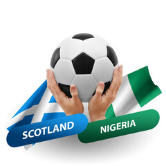 Soccer football competition match, national teams scotland vs nigeria