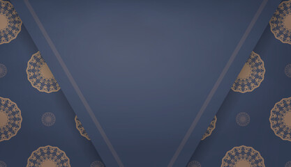 Baner in blue with abstract brown ornament and space for your logo or text