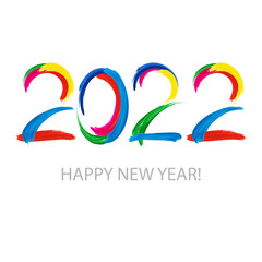 2022 year colorful numbers. Аcrylic splashes. Happy new year an Christmas 

banner. Vector illustration.