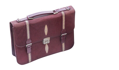 red leather bag on white background, object, fashion, modern, copy space