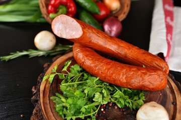 sausages and vegetables