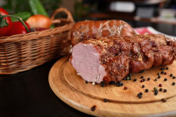 meat on a wooden board