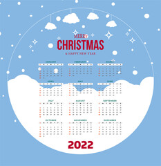 2022 new year simple calendar template design