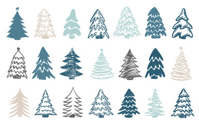 Obraz premium Christmas tree set, Hand drawn illustrations.