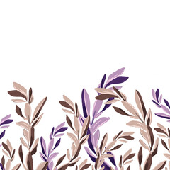 Illustration of twigs in beige and purples shades