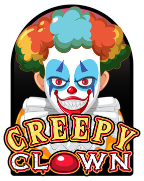 Scary clown with creepy clown logo