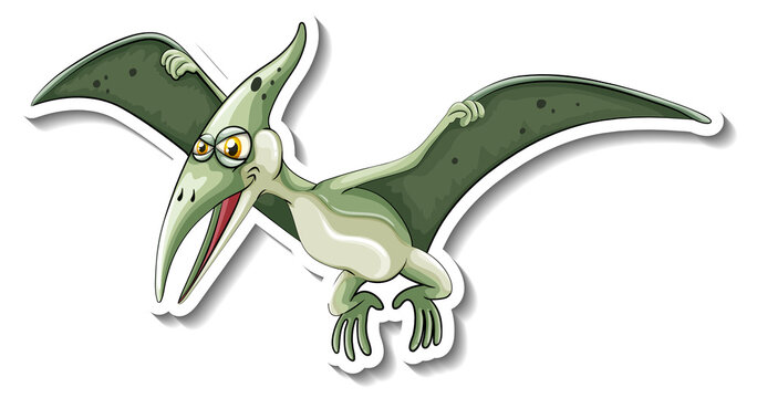 Pteranodon dinosaur cartoon character sticker