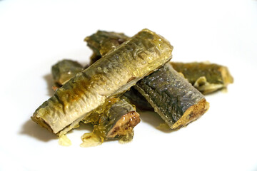 Homemade fried lamprey fish with marinade.
