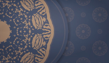 Baner in blue with Greek brown ornaments and place for your text