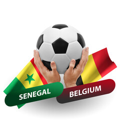 Soccer football competition match, national teams senegal vs belgium
