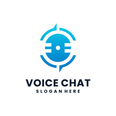 Voice chat logo vector with microphone and bubble chat symbol combination.