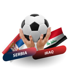 Soccer football competition match, national teams serbia vs iraq