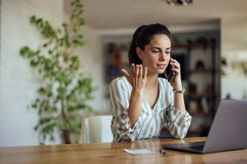 Hardworking caucasian woman, having a busy day.