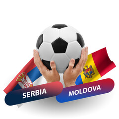 Soccer football competition match, national teams serbia vs moldova