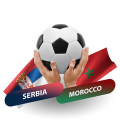 Soccer football competition match, national teams serbia vs morocco