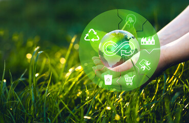 Circular economy concept. Sharing, reusing,repairing,renovating and recycling existing materials...