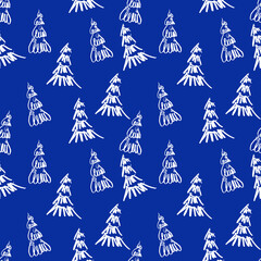 Seamless texture Christmas tree marker lines holiday new year christmas spruce blue