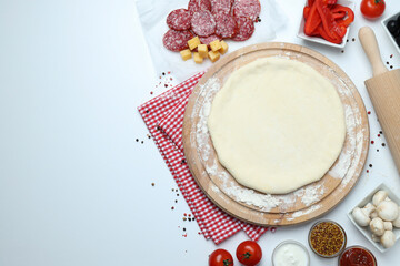 Concept of cooking pizza on white background