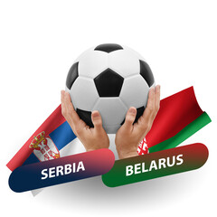 Soccer football competition match, national teams serbia vs belarus