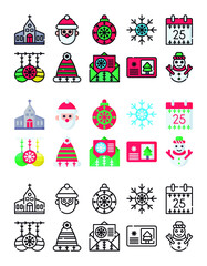 Christmas, Merry Christmas, Xmas, Bauble, Santa, Santa Claus, Gift, Celebration. EPS File for Vector easy Editing.