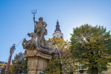 Fototapeta na wymiar Neptune Monument in Swidnica in Lower Silesia 