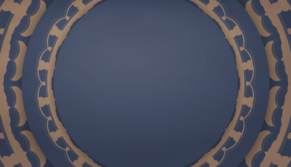 Baner in blue with vintage brown ornament and place for your text