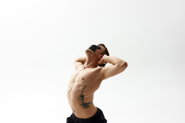 Male dancer dancing ballet dance with medical mask