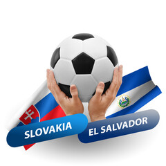 Soccer football competition match, national teams slovakia vs el salvador - obrazy, fototapety, plakaty