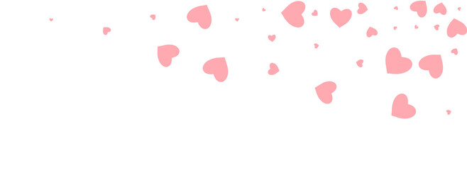 Pink Heart Vector Panoramic White Backgound.